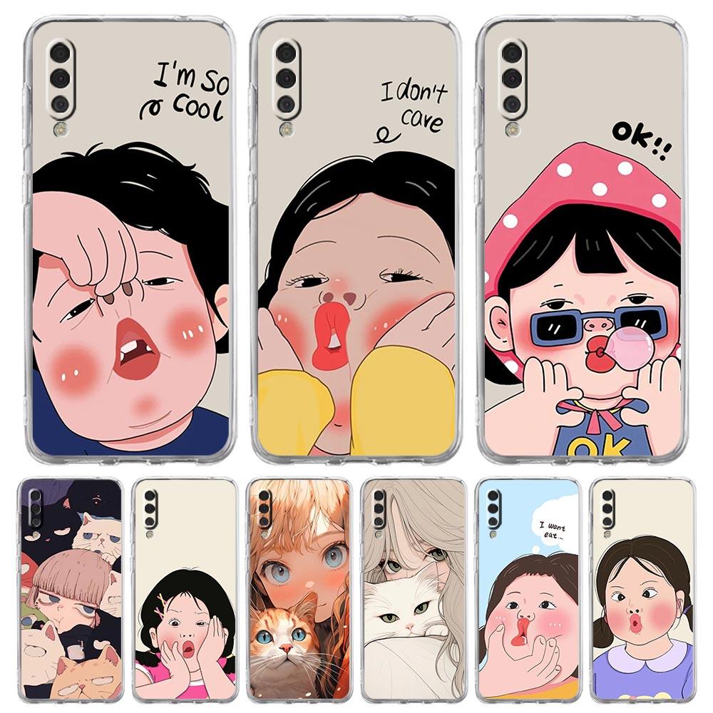 Cartoon Funny Boy Girl Couple Case For Samsung A54 A52 A50 A70 A40 A20S A20E A12 A14 A16 A22 A24 A42 A34 A32 5G A04s A06 Cover