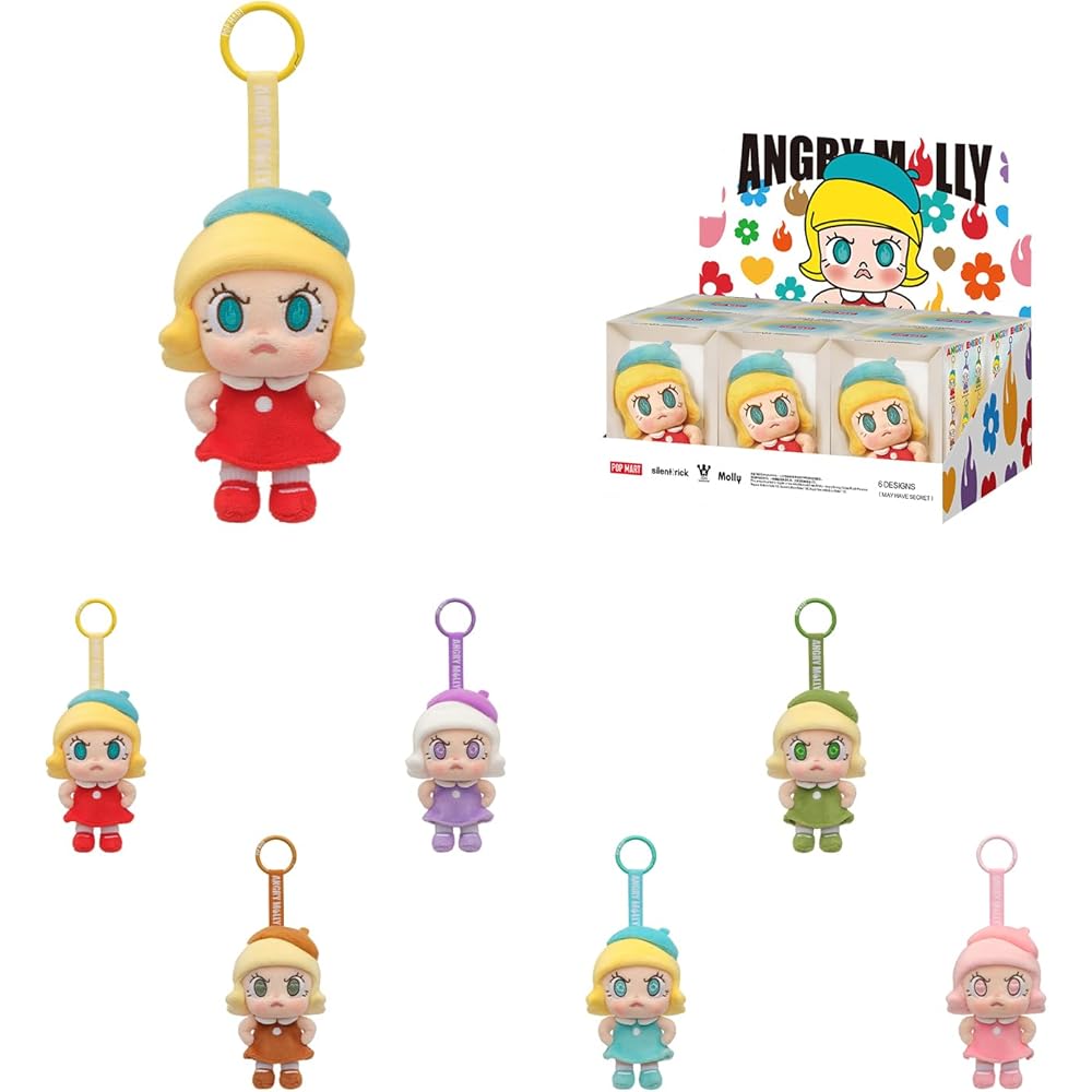Pop Mart Подвеска-плюш Злая Молли Ассорти в коробке 6 штук Мягкая виниловая игрушка Коллекционная фигурка
