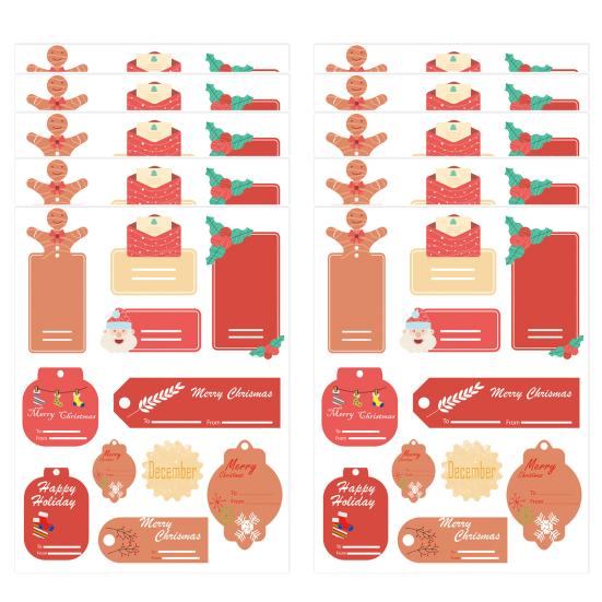 10 листов бирки для рождественского подарка и обратно, самоклеящаяся мультяшная Санта-Лось, рождественская тема, сделай сам, подарочная коробка, конверт для поздравительной открытки, подарочная наклейка, этикетка