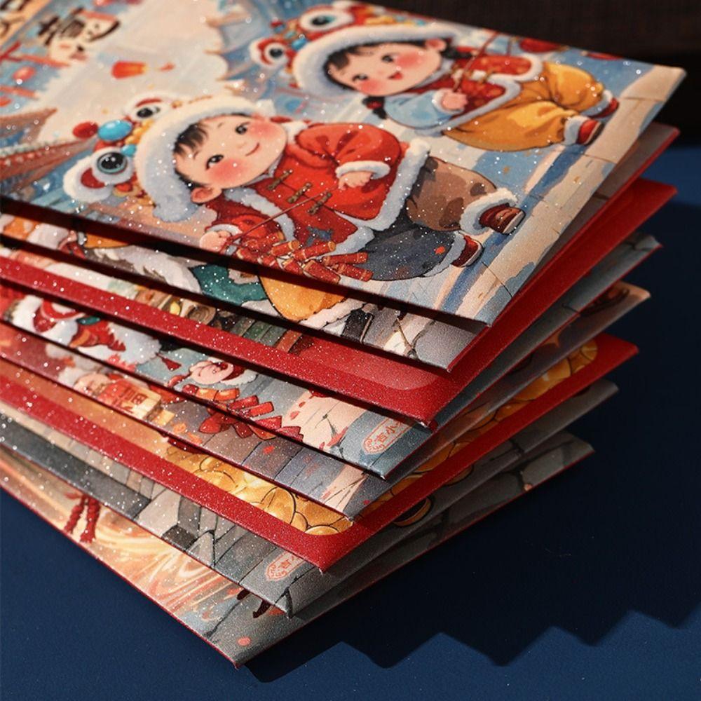 6pcs Traditional Children's Lucky Money Bag Chinese Style Good Lucky Red Packets Graduation