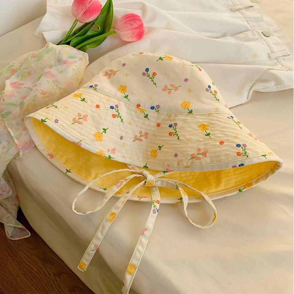 Женская панама с цветочным принтом, двусторонняя, летняя, от солнца, шляпа-ведро, для путешествий на открытом воздухе