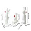 3pcs Ceramic Couple Rabbit Figurine Handicraft Bunny Statue White Rabbit Ornament  Bedroom