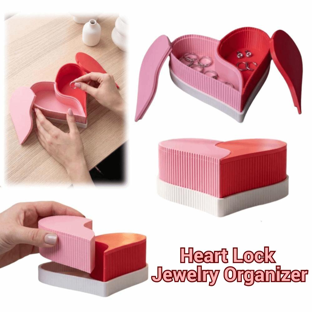 Removable Heart Lock Jewelry Organizer Double Colors Storage Box Gift for Girlfriend