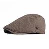 British Retro Faux Linen Flat Cap for Men Women Vintage Adjustable Beret Newsboy Hat Casual Breathable Peaked Forward Cap Korean Style