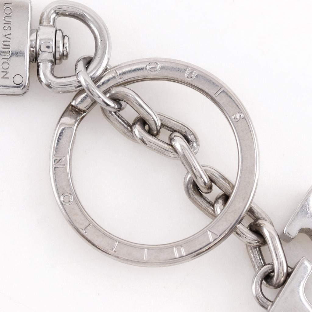 LOUIS VUITTON Portocre key ring M01192 LV initials Silver metallic unisex Used