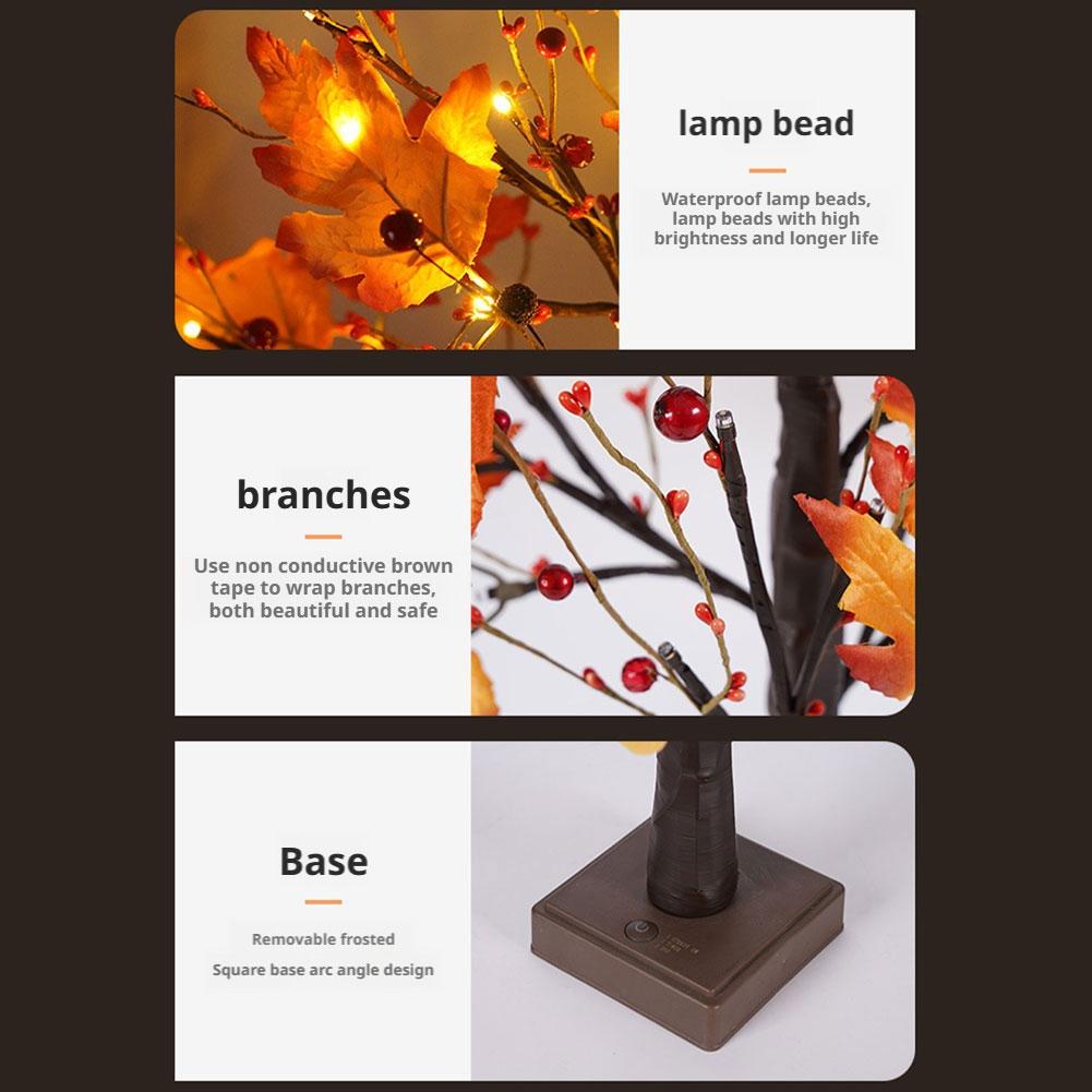 LED Artificial Black Birch Tree Light DIY Branches Table Lamp For Fall Gifts Home Bedroom Holiday Party Halloween Decor