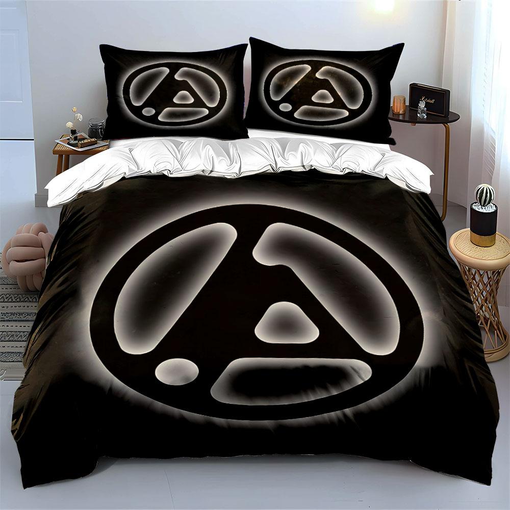 Monochrome Sci-Fi Symbol Design Bedding Duvet Cover Set Duvet Cover Pillowcases (1*Duvet Cover 2*Pillowcases, without duvet insert)