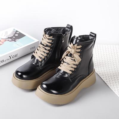 Женские зимние ботинки из кожи Martern Boot Soft Fur Boots Boots Boots Shorty Platform Boots Round Toe Lady Boots Warm Plush Shoes