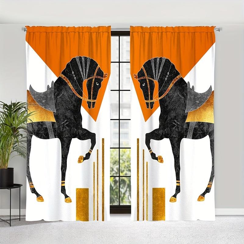 2 шт. дикая лошадь, черные животные, для мальчиков и детей, шторы, жалюзи, оконное оформление для спальни, офиса, кухни, гостиной, кабинета, домашнего декора