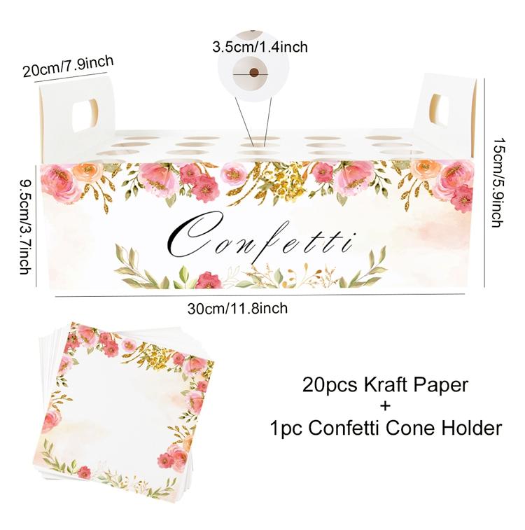 Свадебный поднос из крафт-бумаги, конус конфетти, подставка, подставка для свадебного украшения, цветочные конусы конфетти, держатель для свадебной бумаги в деревенском стиле