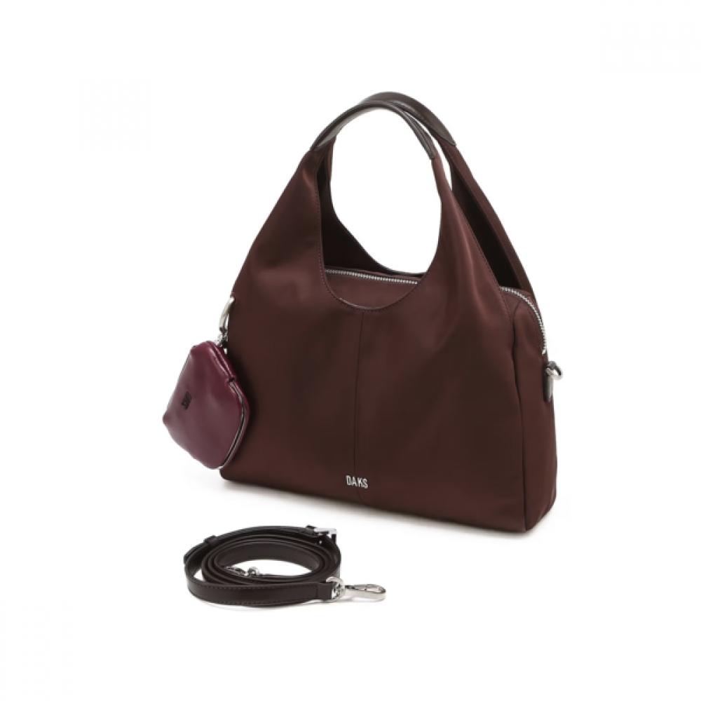 DakS Burgundy Leather Nylon Tote Bag S Dcba6f030d2