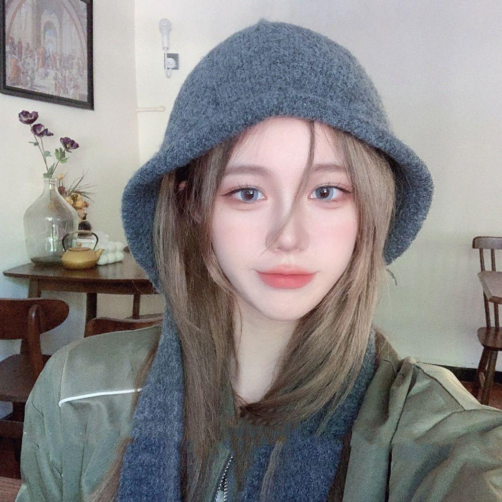 Thickened Knitted Cap Warm Ear Protection Cap Fashion Bomber Hat for Women