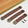 Square Leather Handle With Screws Cabinet Pulls Classic Door Knobs Wardrobe