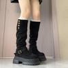 Autumn Winter Thick Heel Women Knee-High Boots Fashion Belt Buckle Shoes Ladies Mordern Long Botas De Mujer