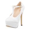 Women's Pumps Sexy Stilettos Belt Buckle 14cm Round Toes Ankle Strap Platform High Heels Wedding Party Dress Shoes Large Size 44