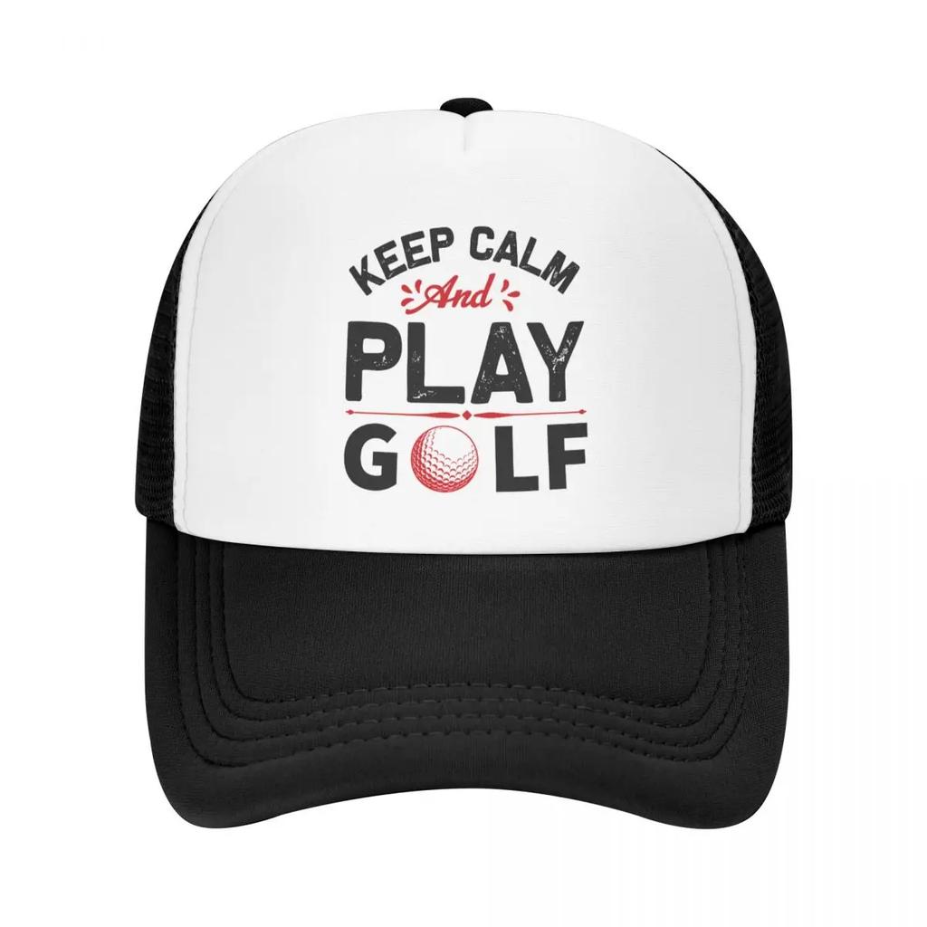 Custom Punk Keep Calm And Play Golf Baseball Cap for Unisex Women Breathable Trucker Hat Outdoor Snapback Dad Hat