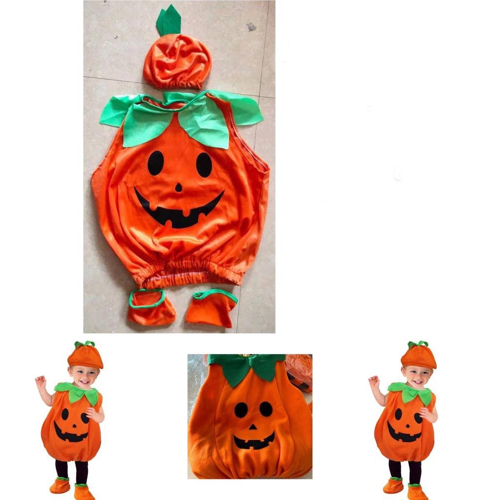 Warm And Comfy Children Pumpkin Costume With Hat And Shoe Covers For Halloween