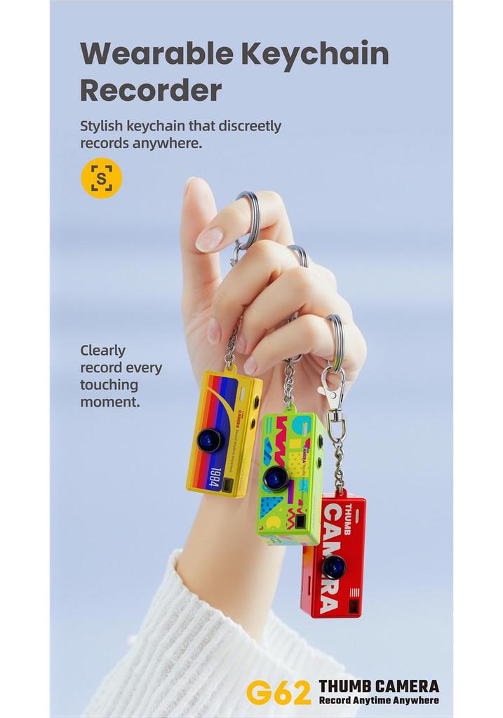 New Mini Flip Screen HD Thumb Camera for Photo & Video Recording - G62 Keychain Gift