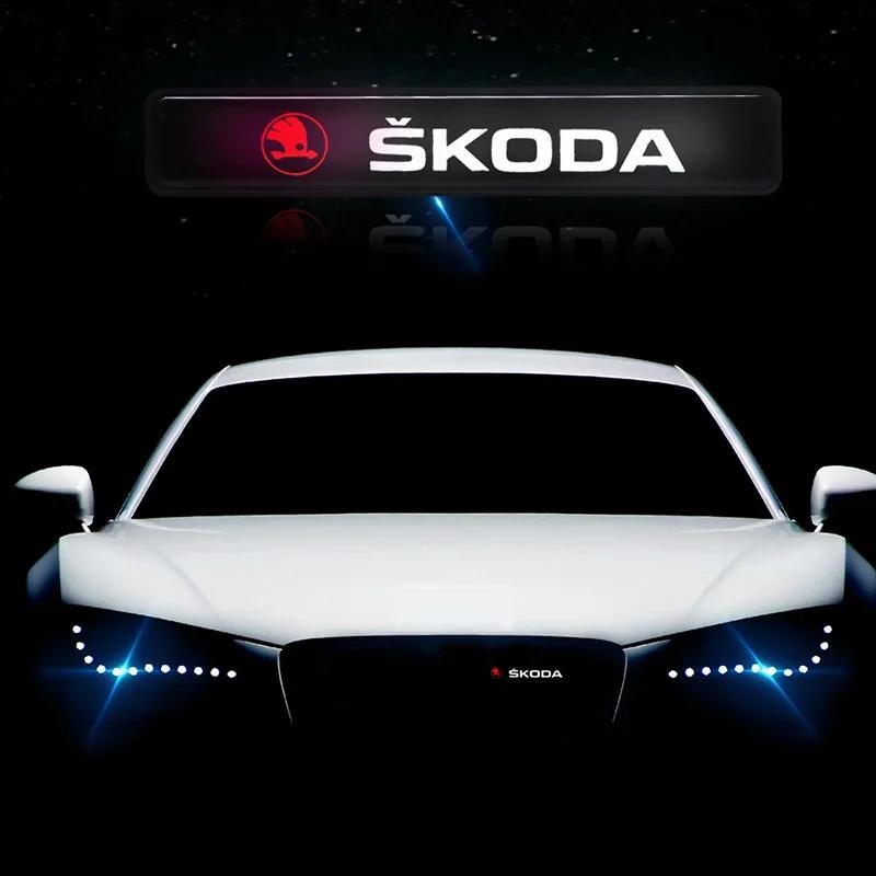 msdf2 Car Front Grille LED Emblem Badge Light Decoration for Skoda Octavia 2 A7 Tour RS Fabia 1 Rapid Kodiaq Superb Kamiq Yeti Karoq