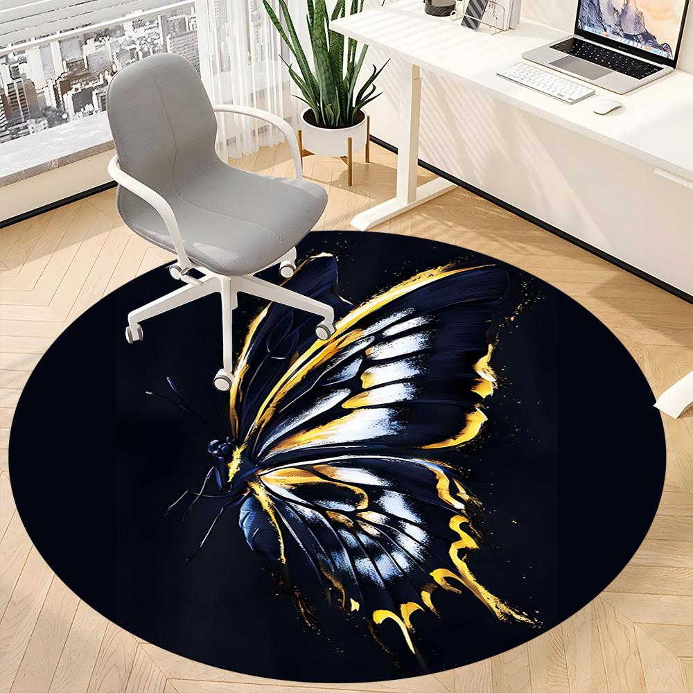 1pc Butterfly Wings Office Round Area Rug, Indoor Mat Suitable For Office, Under Office Chairs Bedroom Living Room Home Decor, Room Deco