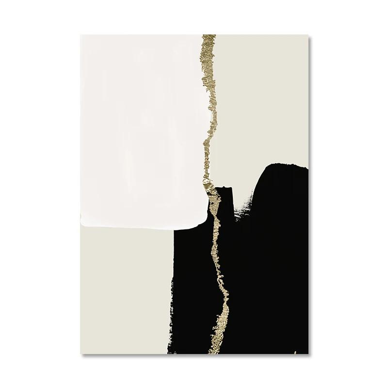 Modern Abstract Beige Black Gold Minimalist Posters Wall Art Canvas Paintings Print Picture Living Room Interior Home Decoration