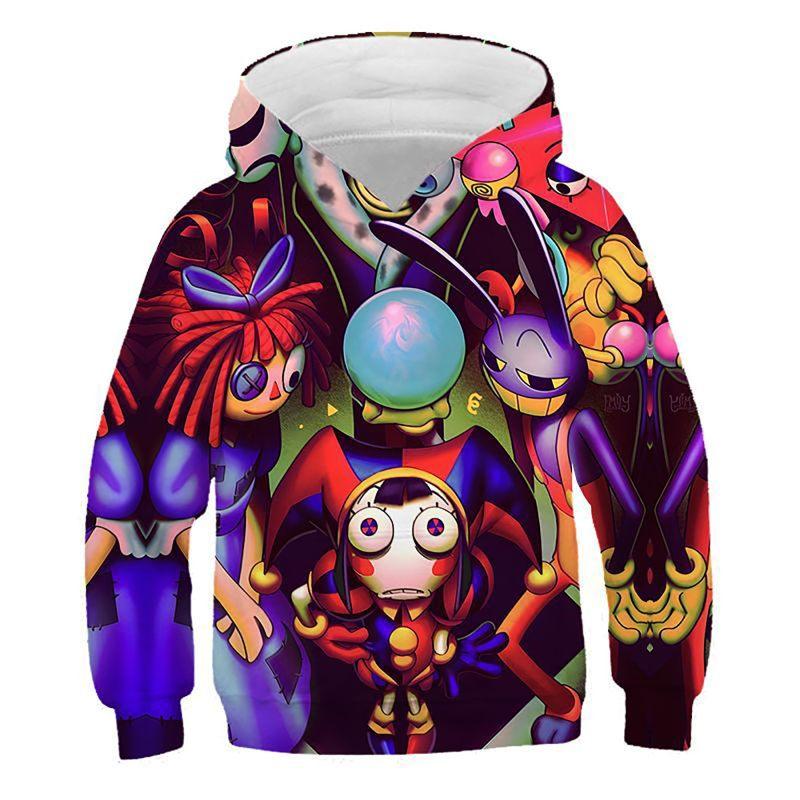 4-14 Years Children's Kids Cute Boys and Girls Lightweight  3D Cartoon Graphic Print Polyester Hoodies Tops