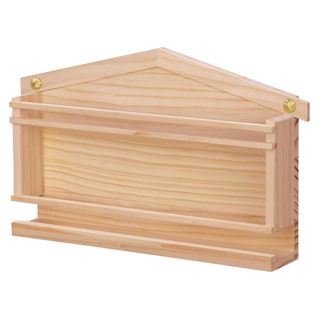 Comolife Shinto Craftsman-Made Wide Amulet Holder, Wooden Amulet Holder, Hamaya (Haya) Holder, Natural Pine, Made in Japan