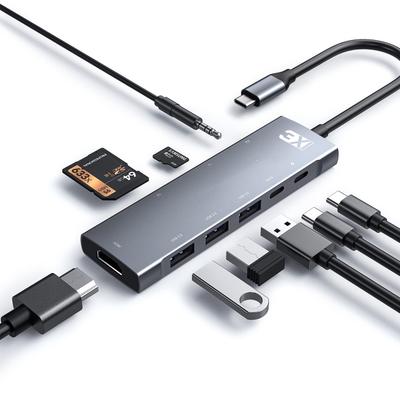 3XI USB C Hub 9 в 1 Type C Hub адаптер для MacBook Air Go 85 Вт PD зарядка 4K HDMI выход 3X SD Card Reader разъем для наушников порт передачи данных Type C