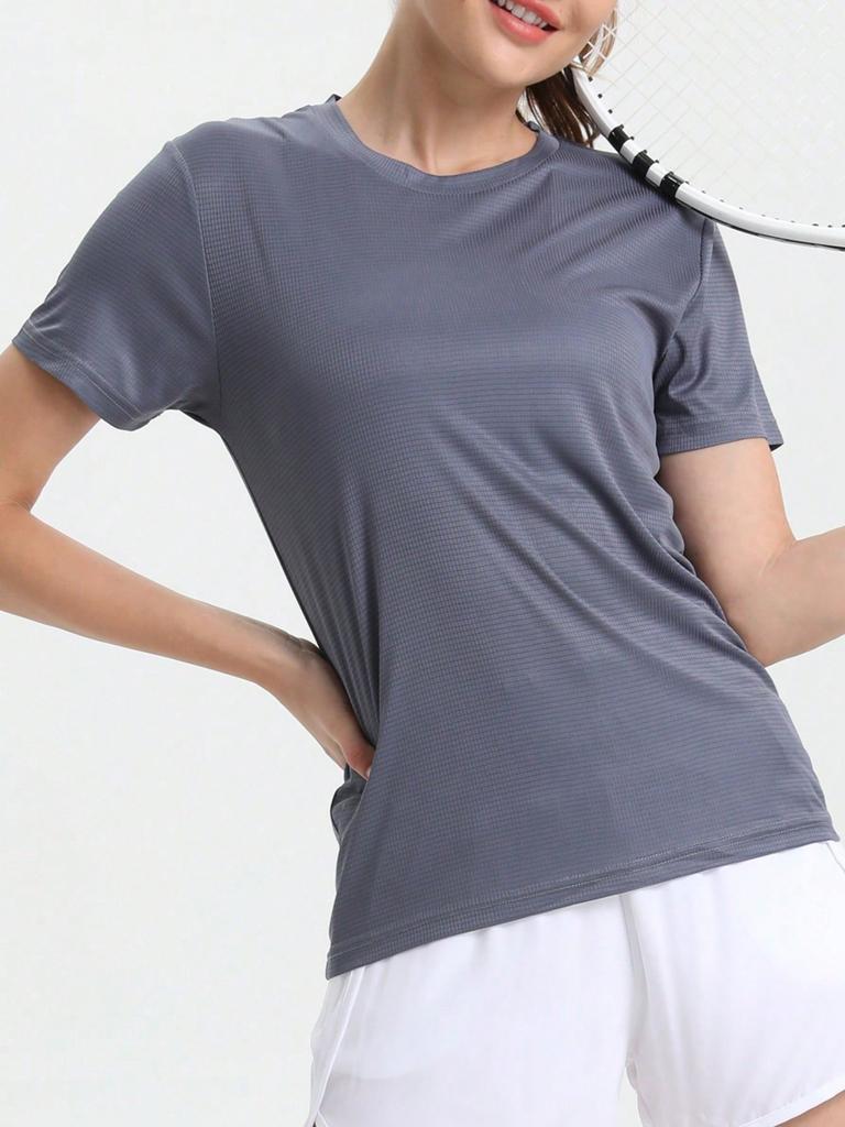 Women's Solid Color Ultralight Quick Dry Sport T-Shirt, Breathable Lightweight Top For Fitness Training Workout Running Gym Basic T Shirt Gym Top