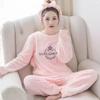 Thickened Warm Sleepwear for Winter Coral Velvet Student Nightwear Homewear Two-Piece Ladies Pajamas Loungewear Set