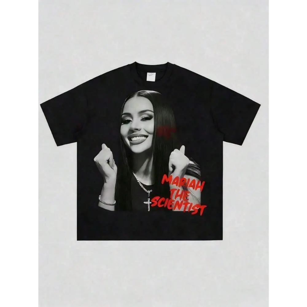 Mariah Scientist Rapper Free Thugs Letter Print Retro Rap Aesthetic Daily Casual Loungewear Novelty Fan Gift Tops