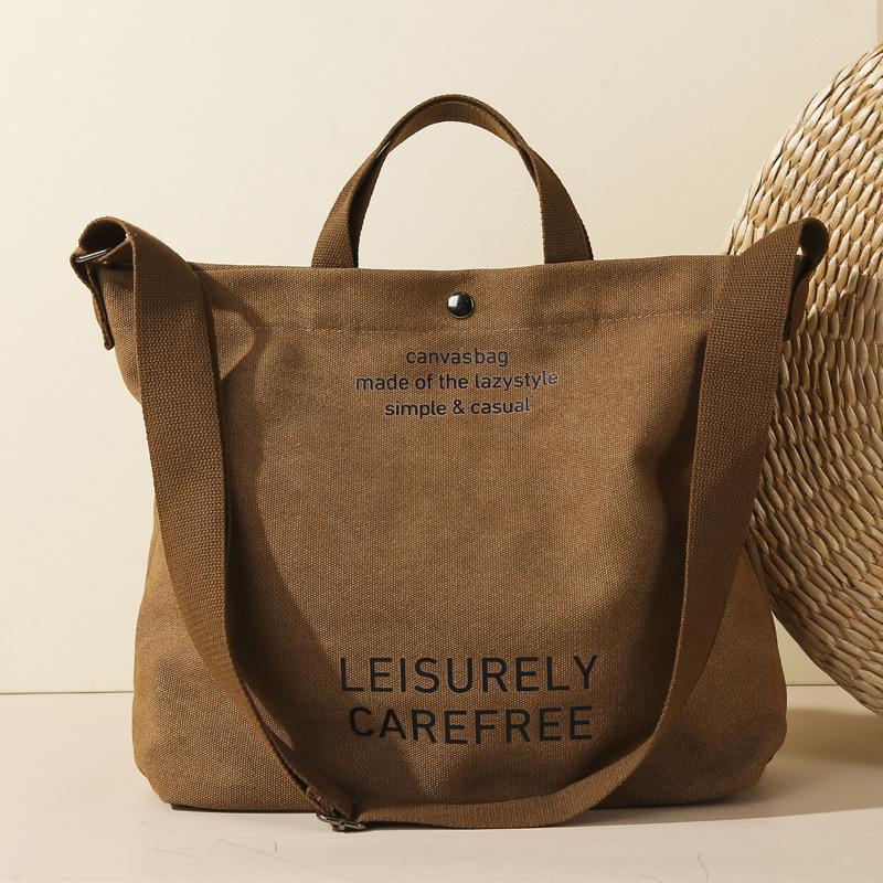 Large-Capacity Casual Simple Shopping Bag Japanese Simple Student Class Messenger Bag Handbag Canvas Shoulder Bag Women