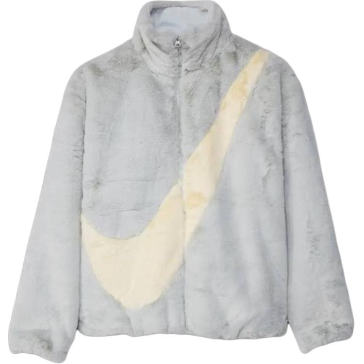Nike Женская куртка оверсайз из искусственного меха с логотипом Swoosh Photon Dust/Cashmere Женская уличная одежда DO3791-025