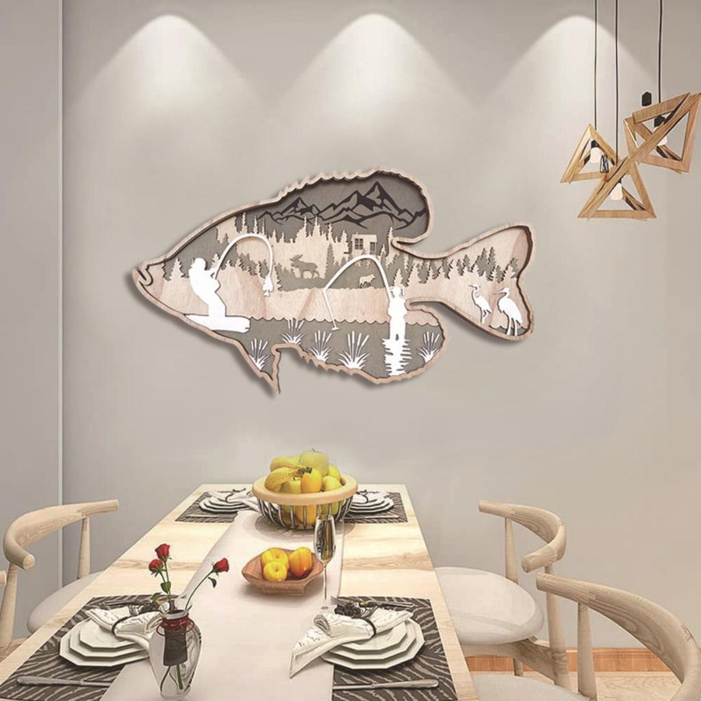 Настенная декоративная картина для комнаты, интерьера и улицы, 3D-многослойное деревянное искусство - широкоэкранный горный пейзаж для демонстрации подарков на новоселье, дне рождения, рождественских подарках