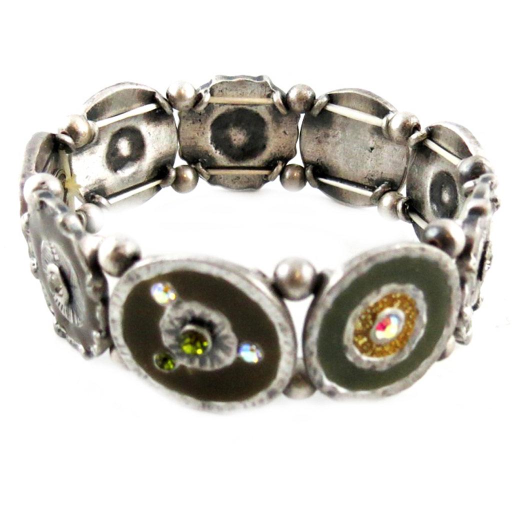 Les Trésors De Lily [E2583] - Designer Bracelet 'Mimosas' Mustard Green Brown