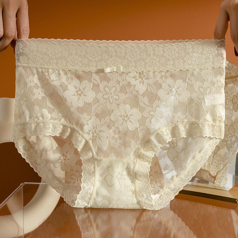 Lingerie Sexy Lace Underwear Women's Mid Waist Summer Lightweight Seamless Women's Underwear Mulberry Silk Antibacterial Breathable Crotch
