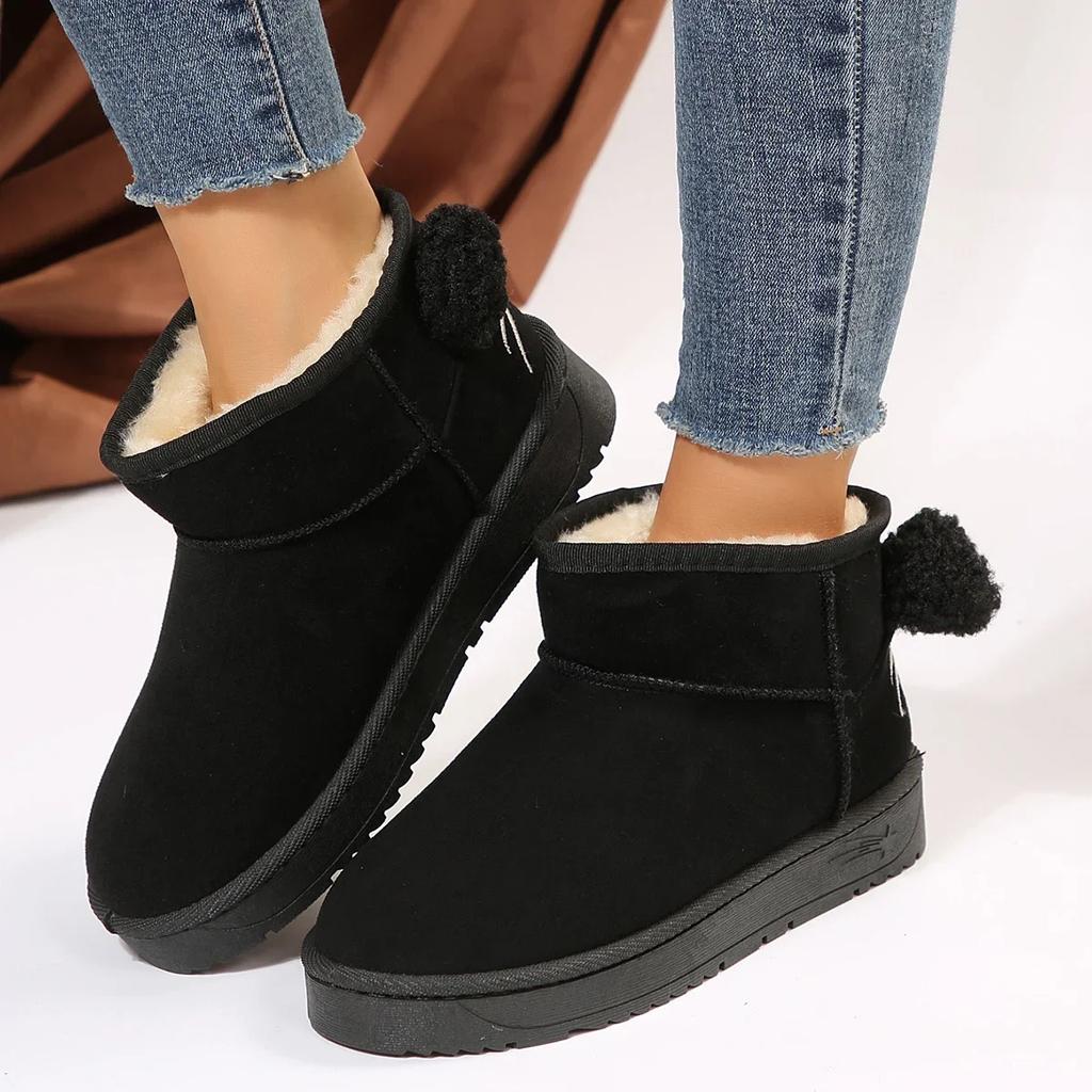Зимние женские короткие плюшевые теплые зимние ботинки, повседневная обувь, новые замшевые ботильоны «Челси» на плоской подошве, женская обувь на платформе, Botas