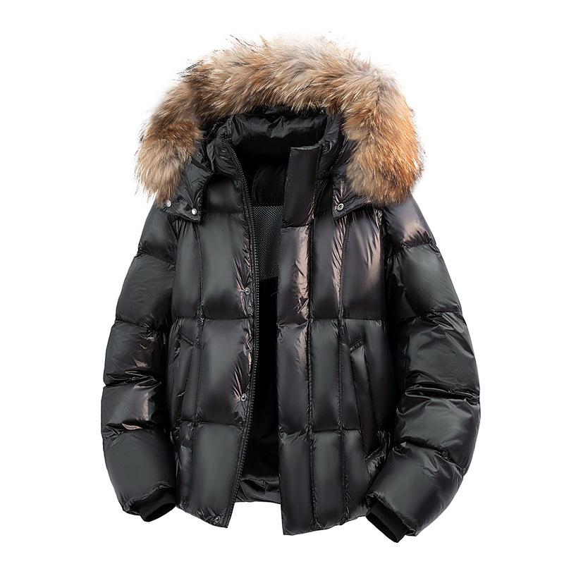 Зимняя мода 2025: Толстая пуховая куртка с большим меховым воротником, 90% белого утиного пуха, Универсальная и теплая, Морозостойкая верхняя одежда