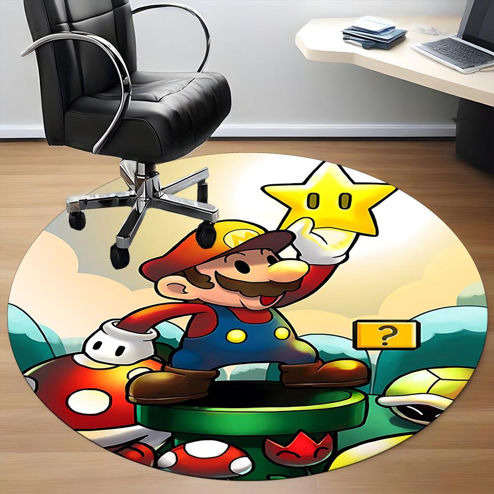 1pc Mario Adventure Office Round Area Rug, Under Office Chairs Bedroom Living Room Home Decor a1022270