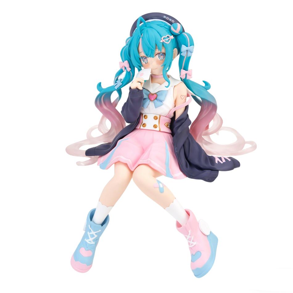 Новые 2 шт. Аниме фигурка Хацунэ Мику Розовый сакура сидячая поза ПВХ Фигурка на шарнирах модель игрушка украшение коллекционные подарки