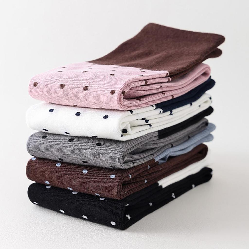 Женские мягкие хлопковые длинные носки в горошек, цветные блоки, гольфы до колена, милые корейские носки в стиле Харадзюку для колледжа, махровые носки