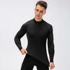 Осень Зима Мужской Термотоп Плюшевая Подкладка Застежка-молния Воротник-стойка Рубашка с Длинным Рукавом Приталенный Эластичный Повседневный Однотонный Теплый Базовый Слой для Холодной Погоды