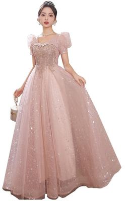 Платье Party Sweetheart Puff After Commemorative Zipper [Hosaku Co., Ltd.], Вырез, Рукава, Длинное, А-силуэт, Концерт, Вечеринка, Официальное, Фото, (L)