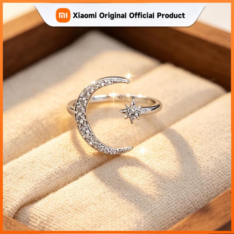 Xiaomi BF CLUB 925 Sterling Rings for Women Simple Geometric Handmade Irregular Retro Moon Zircon Round Ring Allergy For Birthday Gift