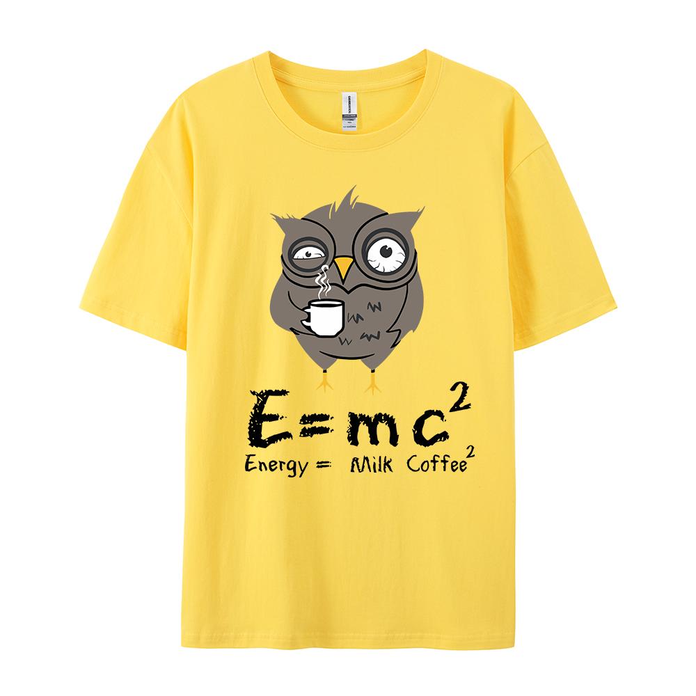 Мужская женская футболка E MC2 Energy Milk Coffee Pattern Shirts Street Fashion Cotton Short-shirts Top Clothing