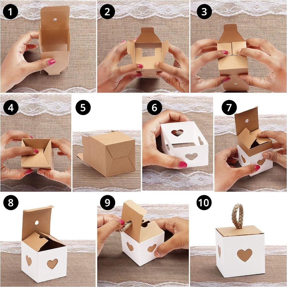 10pcs White & Brown Heart Chocolate Candy Boxes Mini Gift Packaging Boxes  Baby Shower