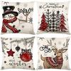 Christmas Sofa Decorative Cushion Cover Linen Printed Cushion Cover Home Living Room Bedroom Cushion