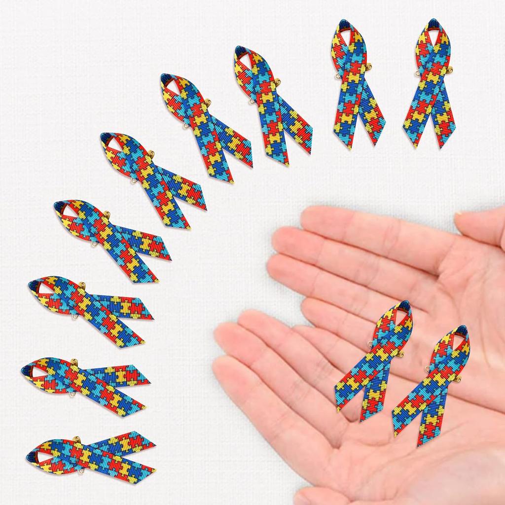 100pcs Autisms Support Satins Ribbon Pins Colorful Awareness Brooches Accessory for Fundraising Social Cause Event