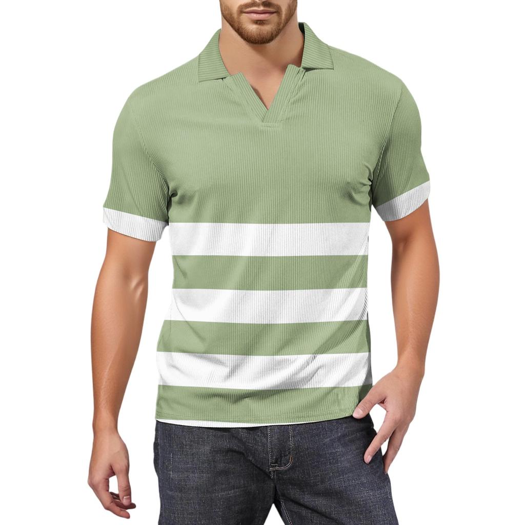 Мужская модная футболка для гольфа с коротким рукавом и V-образным вырезом