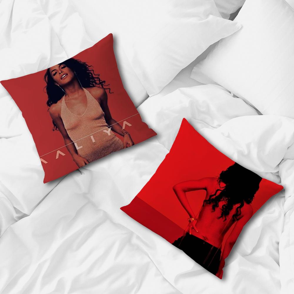 Red A-AaliyahS Album Pillow Case For Sofa Bedside Table Bedroom Backrest Living Office Cushion Printed Square Multiple